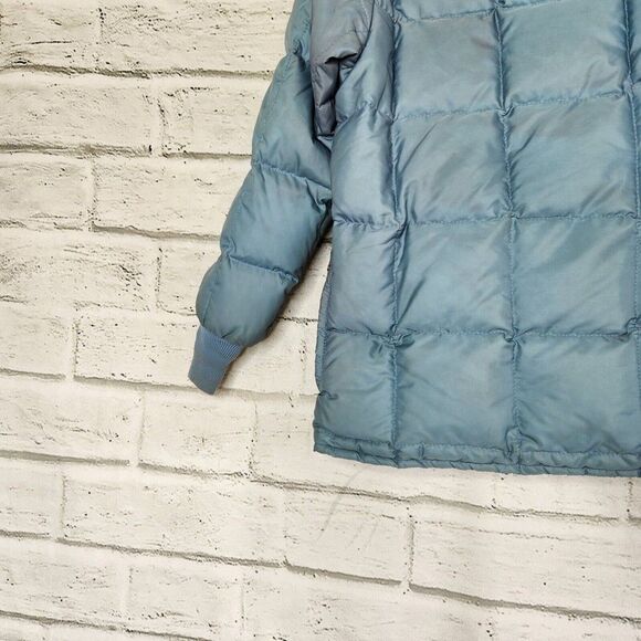 Vintage Eddie Bauer Down Puffer Zip Jacket Blizzard Proof Womens Medium Blue - Picture 6 of 9